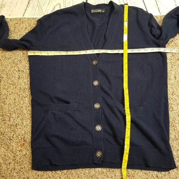 7th Avenue Cardigan Button Front Pocket v-neck Navy Sz Large - Picture 4 of 8